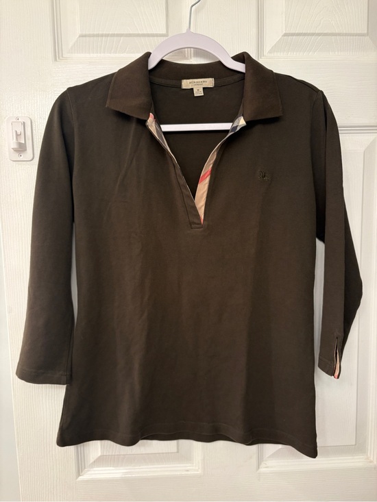 Tops - Burberry 3/4 Sleeve Olive Polo Shirt